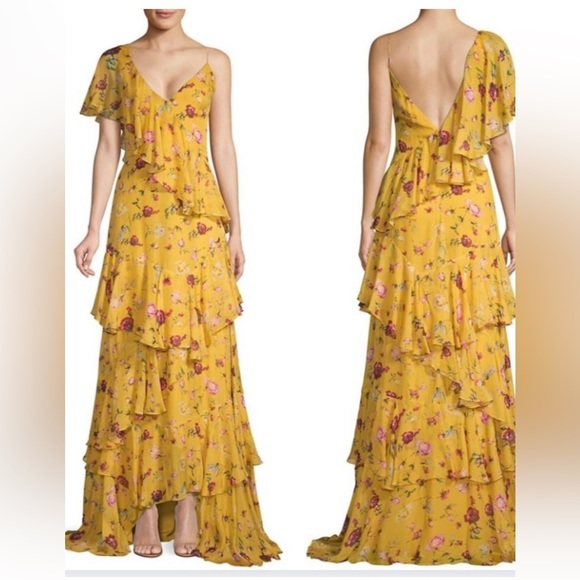 FLOR ET AL Melissa Rosebud Tiered Ruffle Gown 4 - Picture 2 of 5